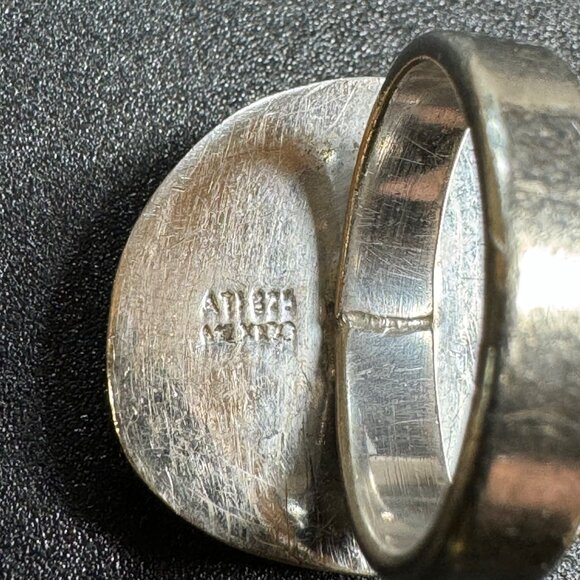 VTG Sterling Silver 925 Turquoise Bezel Set Southwestern Style Ring Size 6.75 - Picture 6 of 10